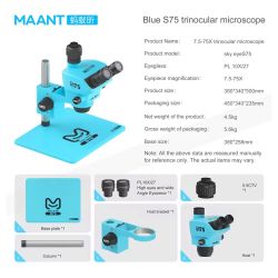 MaAnt S75 7.5X-75X Synchronous Zoom Trinocular 